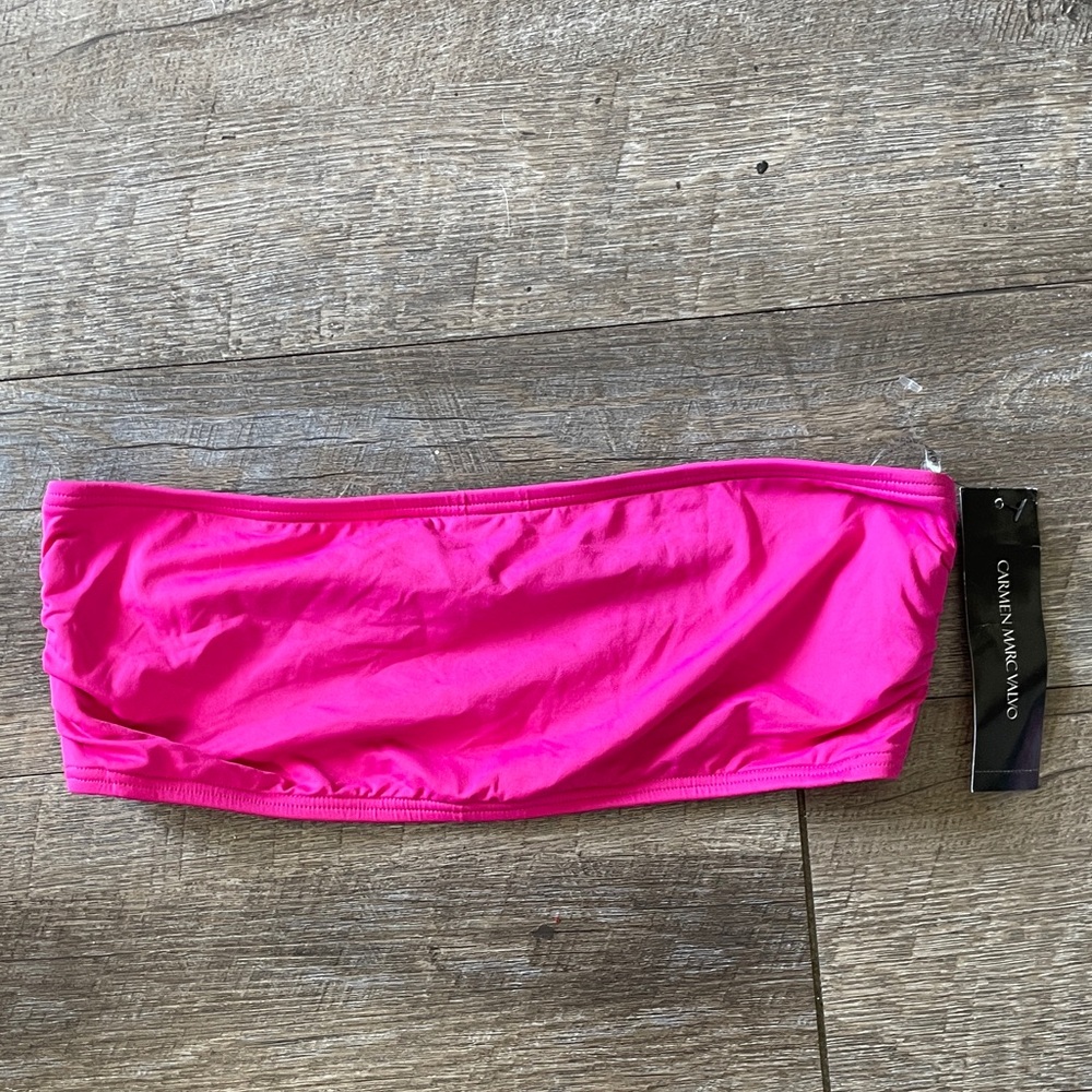 NWT Carmen Marc Valvo Ultra Pink Strapless Bikini Top